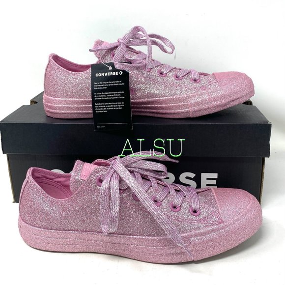 SANTA’S DEAL 🎄 Converse Chuck Taylor All Stars Low Glitter Pink Women's 162993C - Picture 7 of 10